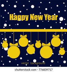 New Year vector greeting card, holiday background, Christmas balls, snowflakes, Christmas, abstract background