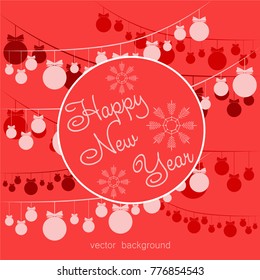 New Year vector greeting card, holiday background, Christmas balls, snowflakes, Christmas, abstract background