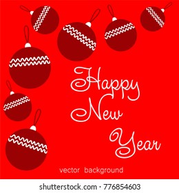 New Year vector greeting card, holiday background, Christmas balls, snowflakes, Christmas, abstract background