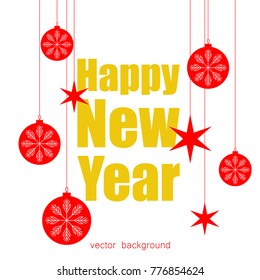 New Year vector greeting card, holiday background, Christmas balls, snowflakes, Christmas, abstract background