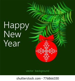 New Year vector greeting card, holiday background, Christmas balls, snowflakes, Christmas, abstract background