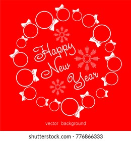 New Year vector greeting card, holiday background, Christmas balls, snowflakes, Christmas, abstract background