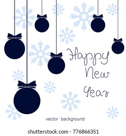 New Year vector greeting card, holiday background, Christmas balls, snowflakes, Christmas, abstract background