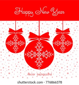 New Year vector greeting card, holiday background, Christmas balls, snowflakes, Christmas, abstract background