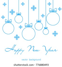 New Year vector greeting card, holiday background, Christmas balls, snowflakes, Christmas, abstract background