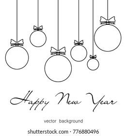 New Year vector greeting card, holiday background, Christmas balls, snowflakes, Christmas, abstract background