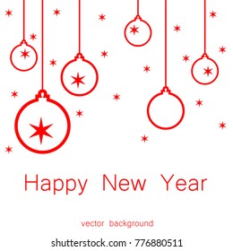 New Year vector greeting card, holiday background, Christmas balls, snowflakes, Christmas, abstract background