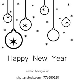 New Year vector greeting card, holiday background, Christmas balls, snowflakes, Christmas, abstract background