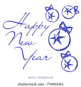 New Year vector greeting card, holiday background, Christmas balls, snowflakes, Christmas, abstract background