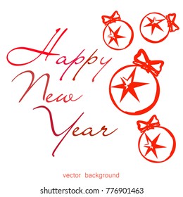 New Year vector greeting card, holiday background, Christmas balls, snowflakes, Christmas, abstract background