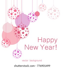 New Year vector greeting card, holiday background, Christmas balls, snowflakes, Christmas, abstract background