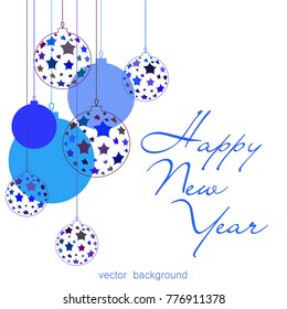 New Year vector greeting card, holiday background, Christmas balls, snowflakes, Christmas, abstract background