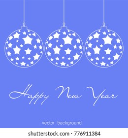 New Year vector greeting card, holiday background, Christmas balls, snowflakes, Christmas, abstract background