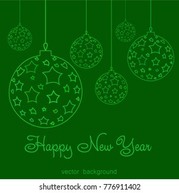 New Year vector greeting card, holiday background, Christmas balls, snowflakes, Christmas, abstract background