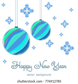 New Year vector greeting card, holiday background, Christmas balls, snowflakes, Christmas, abstract background