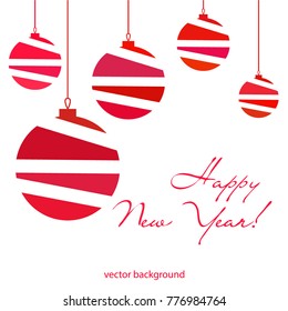 New Year vector greeting card, holiday background, Christmas balls, snowflakes, Christmas, abstract background