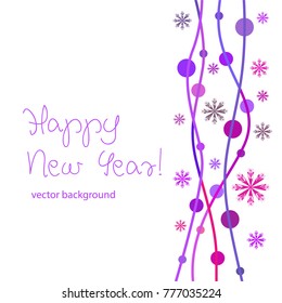 New Year vector greeting card, holiday background, Christmas balls, snowflakes, Christmas, abstract background