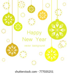 New Year vector greeting card, holiday background, Christmas balls, snowflakes, Christmas, abstract background