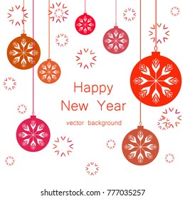 New Year vector greeting card, holiday background, Christmas balls, snowflakes, Christmas, abstract background
