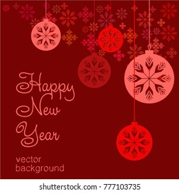 New Year vector greeting card, holiday background, Christmas balls, snowflakes, Christmas, abstract background