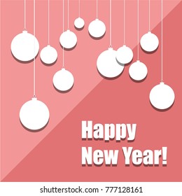 New Year vector greeting card, holiday background, Christmas balls, snowflakes, stars, lines, Christmas, abstract background