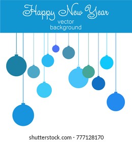 New Year vector greeting card, holiday background, Christmas balls, snowflakes, stars, lines, Christmas, abstract background