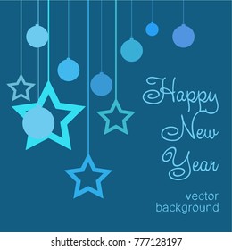 New Year vector greeting card, holiday background, Christmas balls, snowflakes, stars, lines, Christmas, abstract background