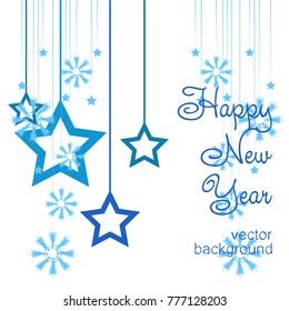 New Year vector greeting card, holiday background, Christmas balls, snowflakes, stars, lines, Christmas, abstract background
