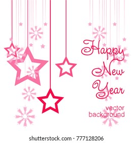 New Year vector greeting card, holiday background, Christmas balls, snowflakes, stars, lines, Christmas, abstract background