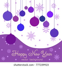 New Year vector greeting card, holiday background, Christmas balls, snowflakes, stars, lines, Christmas, abstract background
