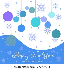 New Year vector greeting card, holiday background, Christmas balls, snowflakes, stars, lines, Christmas, abstract background