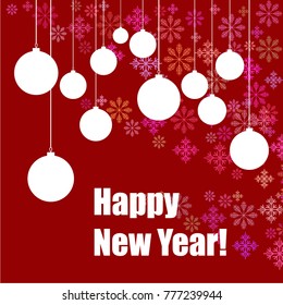 New Year vector greeting card, holiday background, Christmas balls, snowflakes, stars, lines, Christmas, abstract background