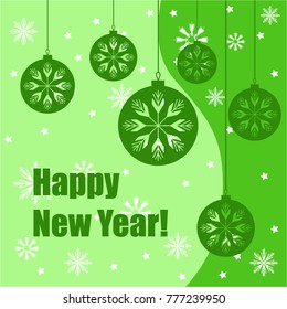 New Year vector greeting card, holiday background, Christmas balls, snowflakes, stars, lines, Christmas, abstract background