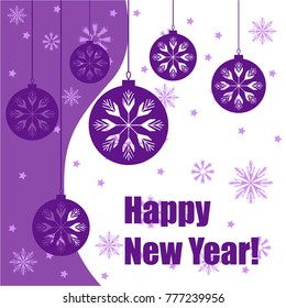 New Year vector greeting card, holiday background, Christmas balls, snowflakes, stars, lines, Christmas, abstract background