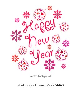 New Year vector greeting card, festive background, Christmas balls, snowflakes, lines, Christmas, abstract background