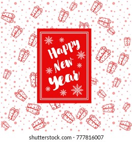 New Year vector greeting card, gifts, festive background, snowflakes, lines, Christmas, abstract background