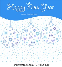 New Year vector greeting card, gifts, festive background, Christmas balls, snowflakes, lines, Christmas, abstract background