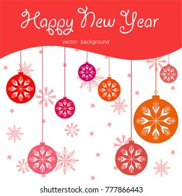 New Year vector greeting card, gifts, festive background, Christmas balls, snowflakes, lines, Christmas, abstract background