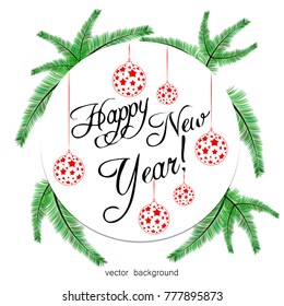 New Year vector greeting card, festive background, Christmas balls, snowflakes, lines, Christmas, abstract background