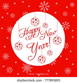 New Year vector greeting card, festive background, Christmas balls, snowflakes, lines, Christmas, abstract background