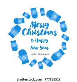New year vector greeting card, gifts, festive background, mitten, snowflakes, lines, Christmas, abstract background