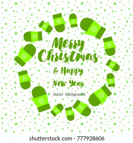 New year vector greeting card, gifts, festive background, mitten, snowflakes, lines, Christmas, abstract background