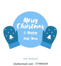 New year vector greeting card, gifts, festive background, mitten, snowflakes, lines, Christmas, abstract background