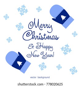 New year vector greeting card, gifts, festive background, mitten, snowflakes, lines, Christmas, abstract background