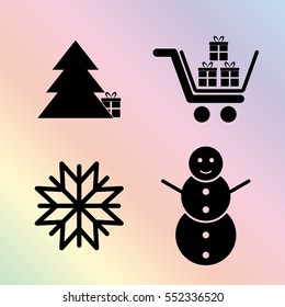 new year vector icon set - tree; snowman and gift