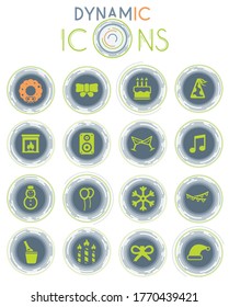 New year vector icons on white background with dynamic lines for animation for web and user interface design