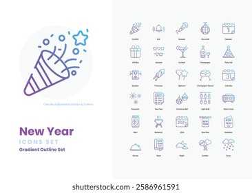 New year vector icons set stock illustration