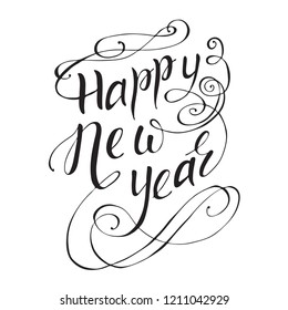 New year vector illustration. New year 2019 print. Happy New year print. Lettering. Perfect for greetings, invitations, manufacture wrapping paper, textile and web design. Black and white.
