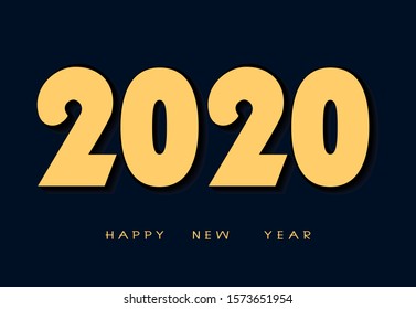 New Year vector illustration. 2020 year. Simple design of gold numbers on a dark blue background.