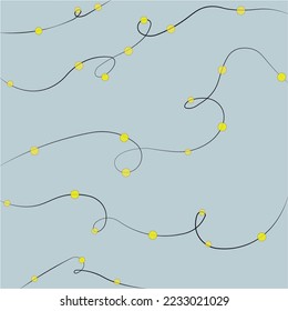 New Year vector illustration. Background in Christmas style. Garlands on a blue background.
